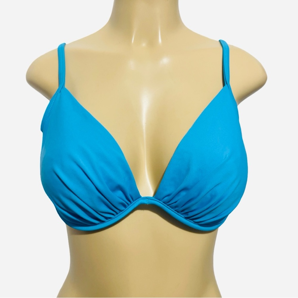 California Waves M Vibrant Blue Swim Top Ruched Underwire Adjustable Bikini